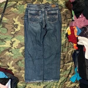 Buckle Seth Wide leg embroidered‎ baggy jeans thick stitching